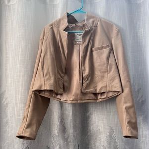 Abercrombie & Fitch New Faux Leather Cropped Blazer